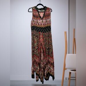 Bila Boho Paisley Print Maxi Dress XL Sleeveless V-Neck